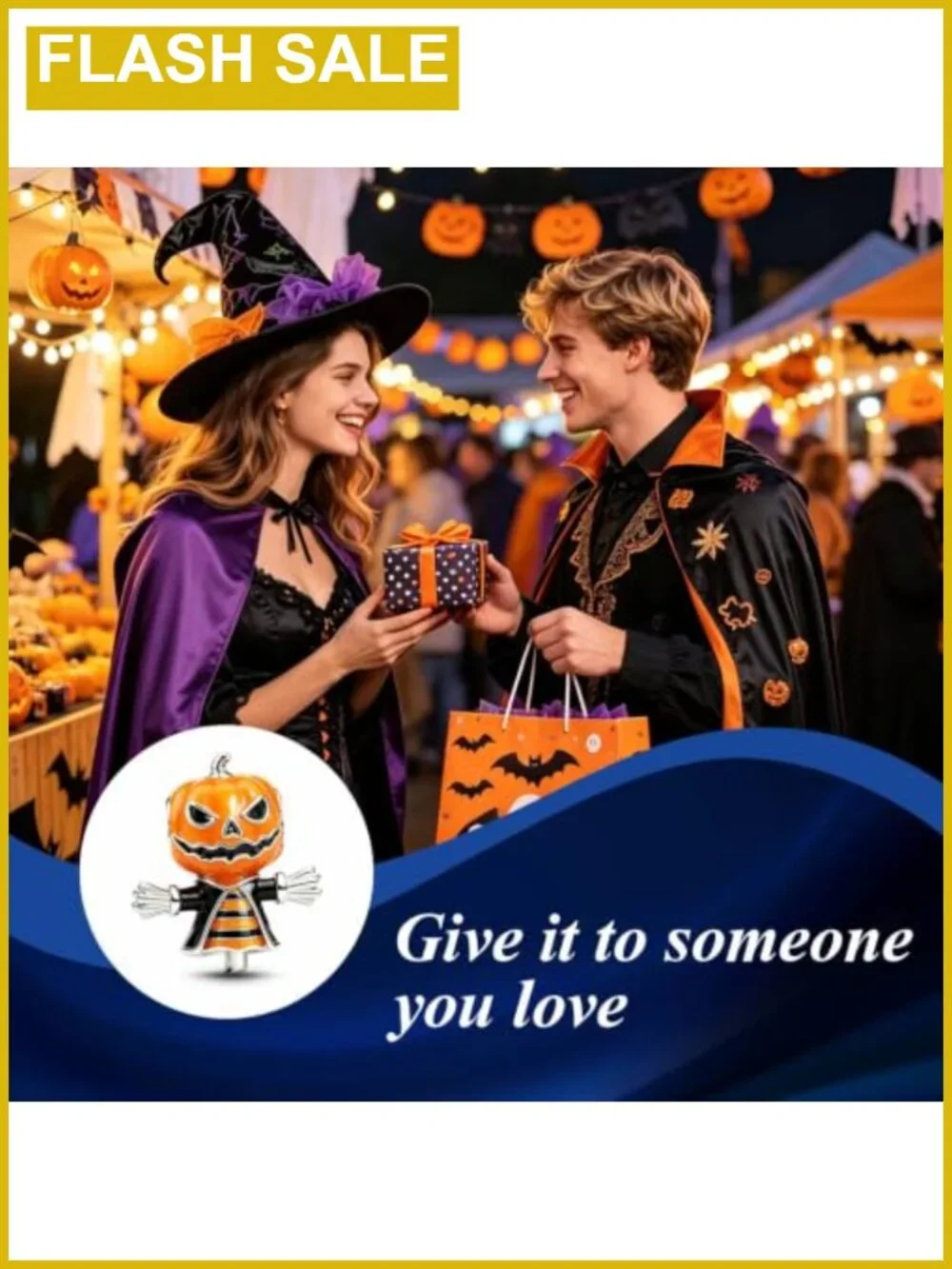 Sterling Silver Pumpkin Scarecrow Charm for Bracelets Necklaces